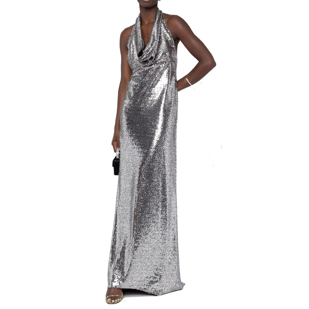 Silver Elastane Cocktail Dress
