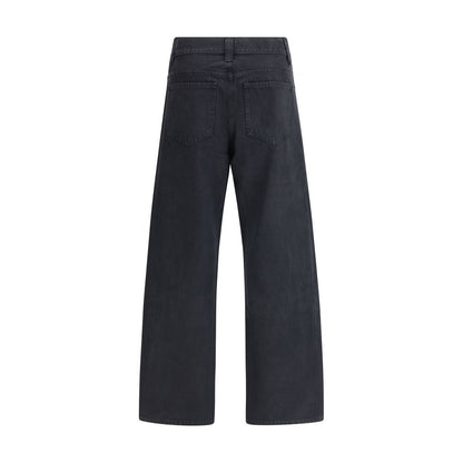 Black Cotton Straight-Leg Jeans