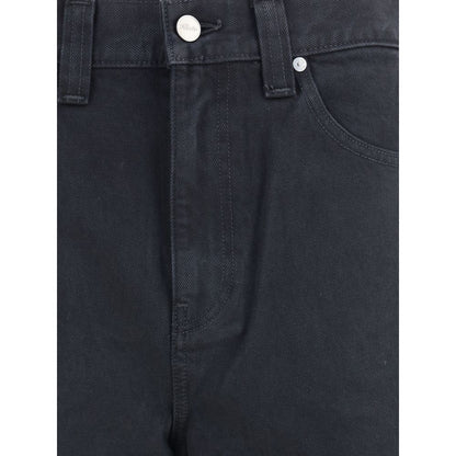 Black Cotton Straight-Leg Jeans