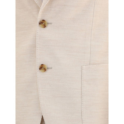 Beige Cotton Two-Piece Suit