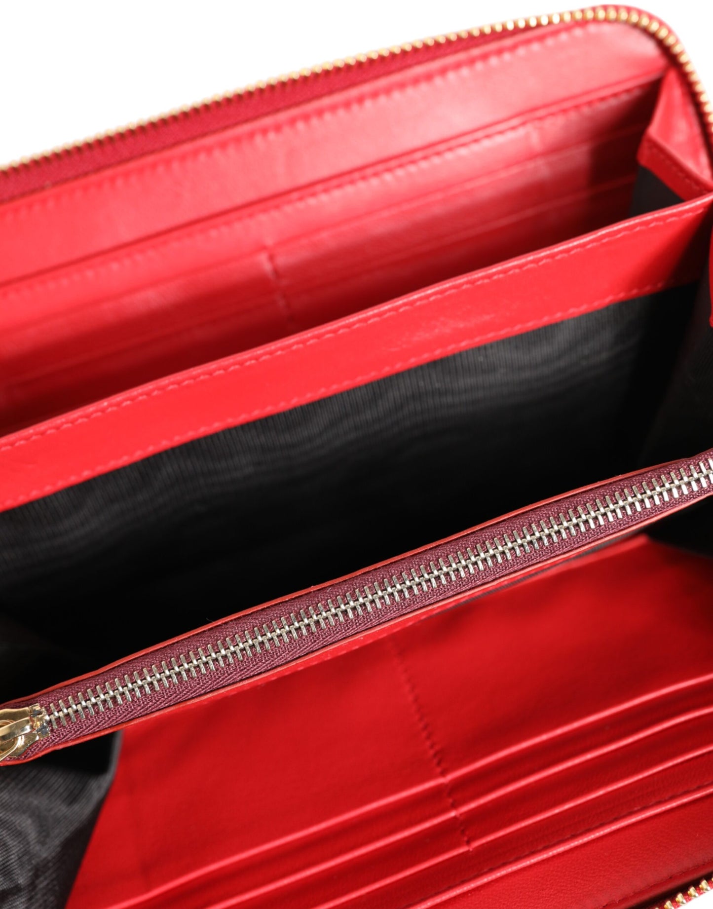 Red Exotic Leather Zip Around Continental Clutch Wallet