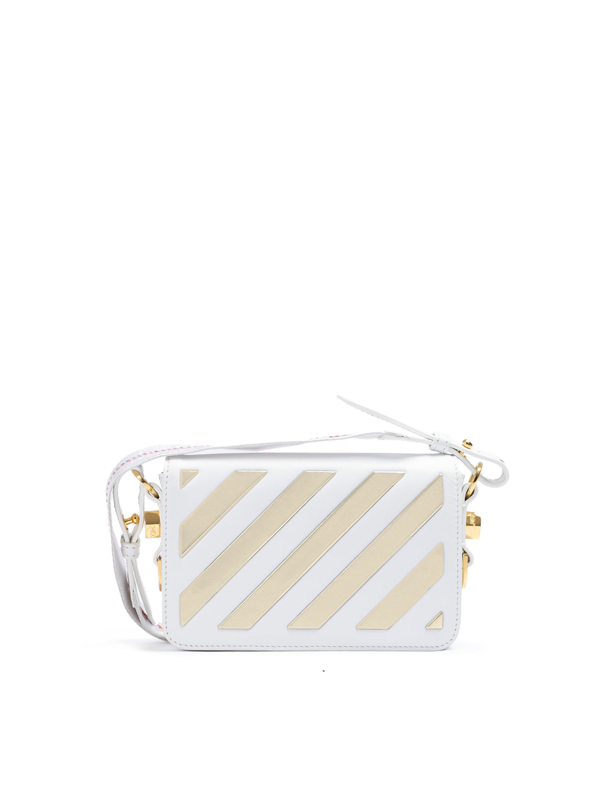 White/Gold  Metallic Stripe Mini Crossbody Bag