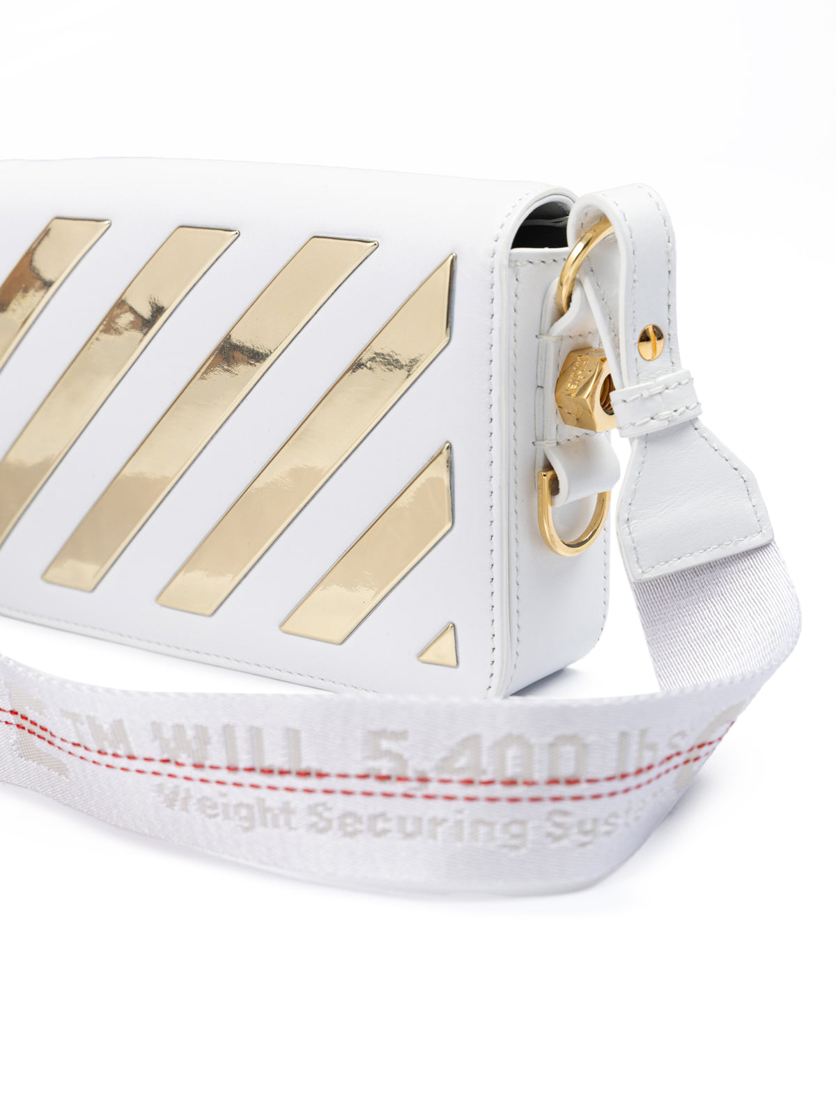 White/Gold  Metallic Stripe Mini Crossbody Bag