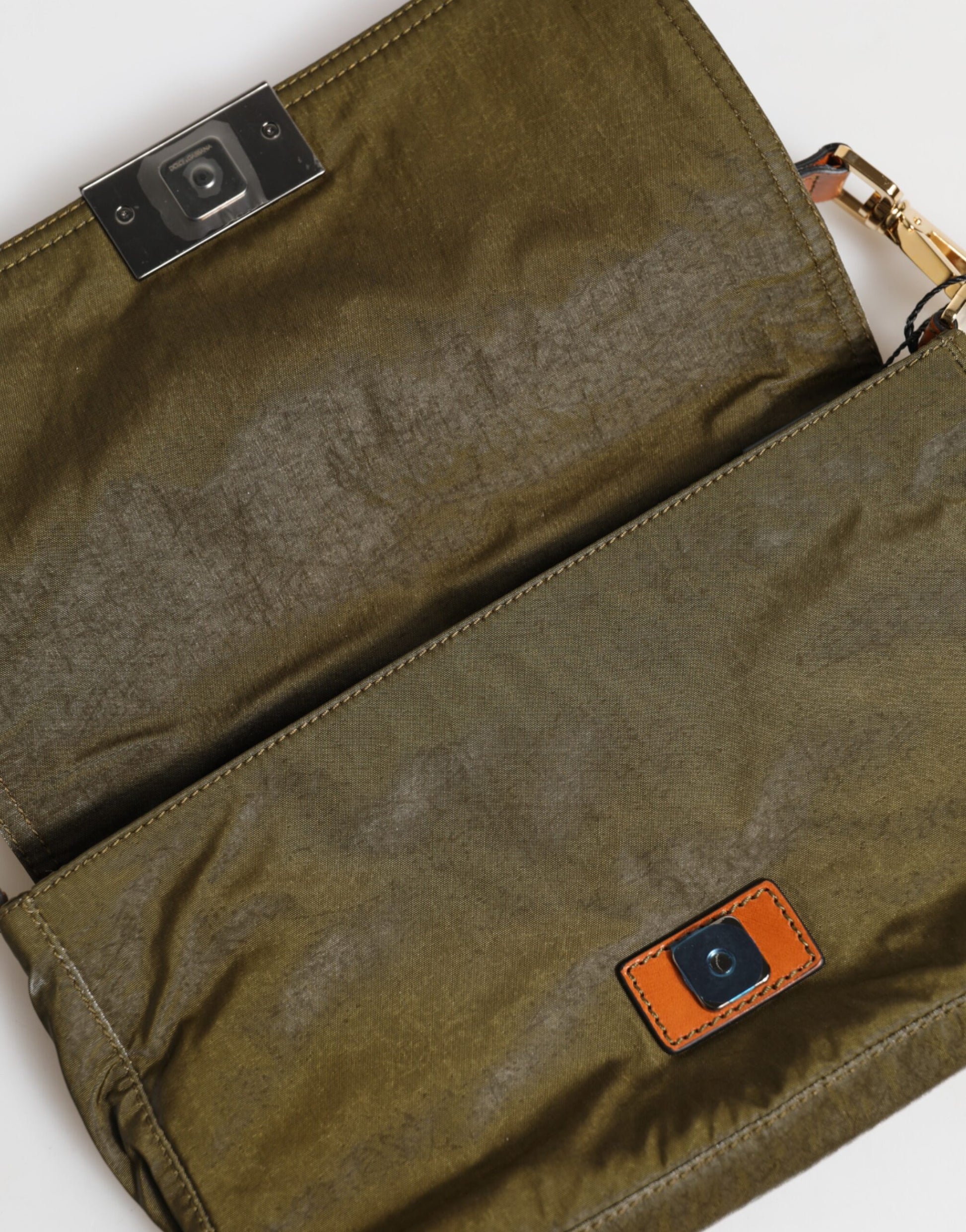 Dark Green Nylon Logo Plaque Shoulder Strap Borse Bag