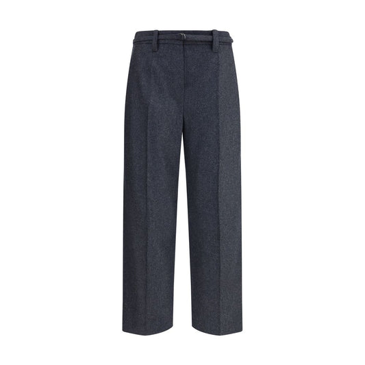 Gray Fleece Wool Casual Pants