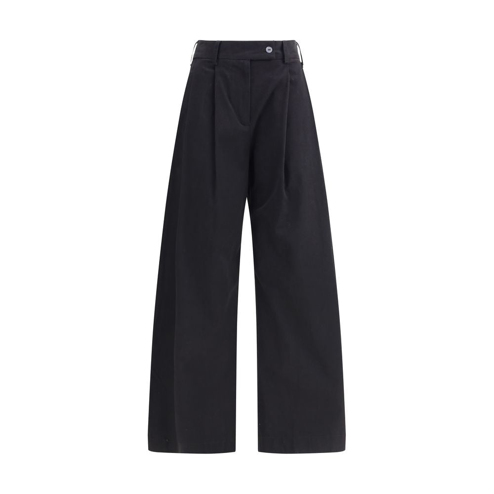 Black Cotton Casual Pants