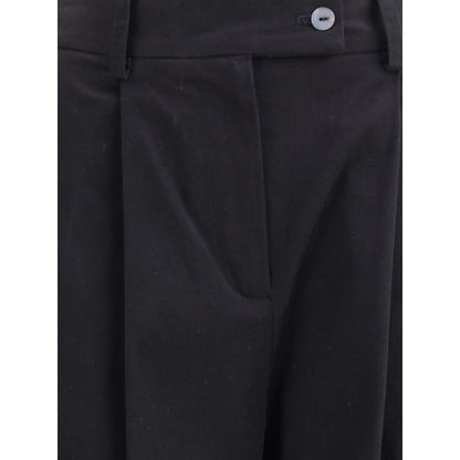 Black Cotton Casual Pants