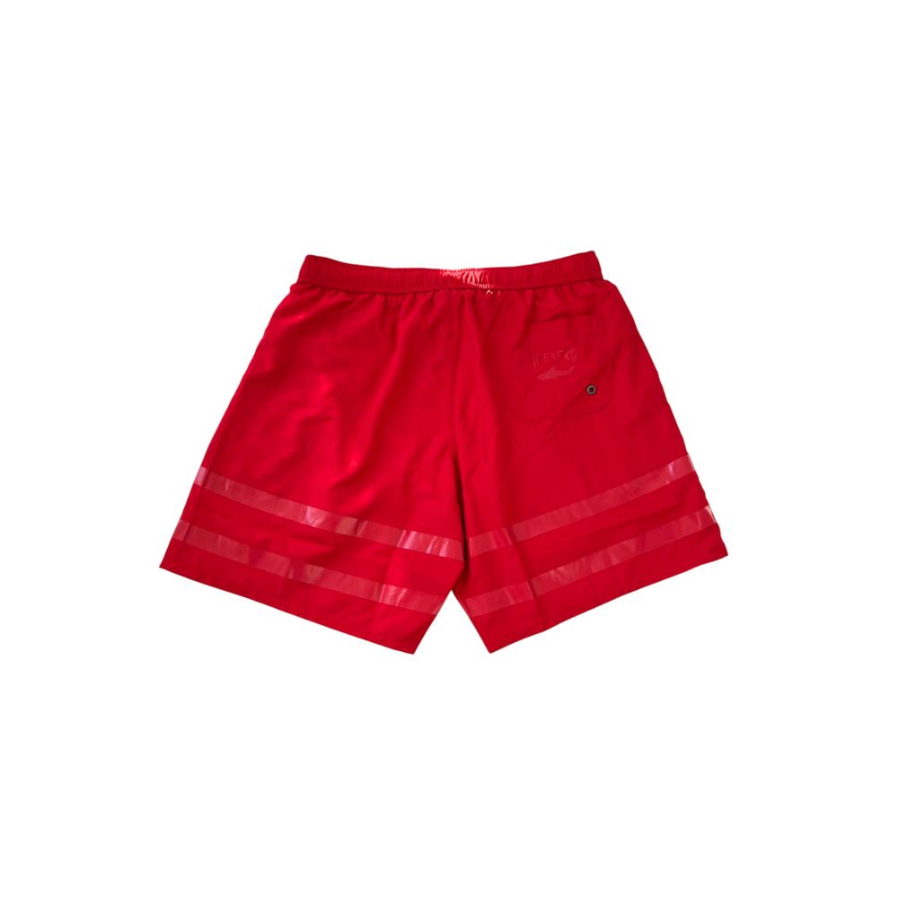 Red Polyester Men's Swim Short