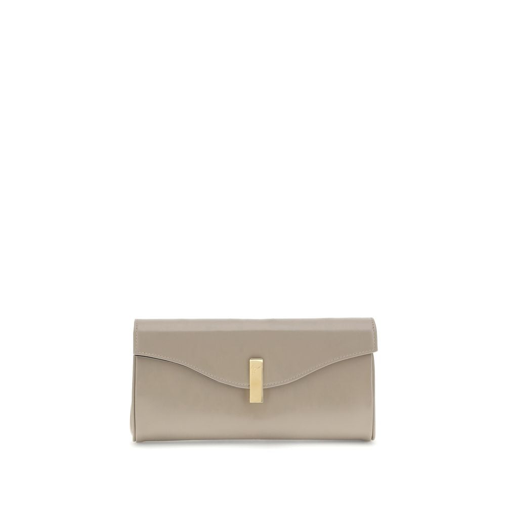 Beige Leather Clutch Bag