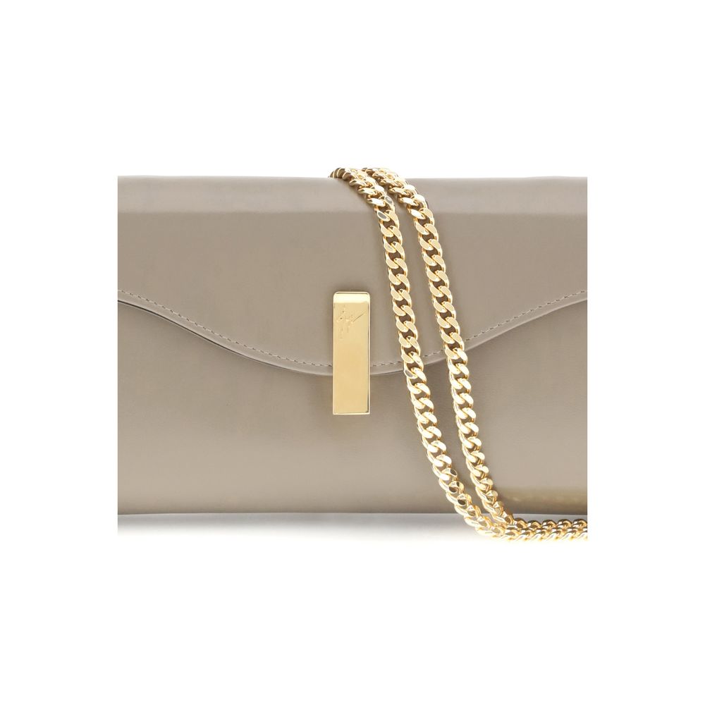 Beige Leather Clutch Bag