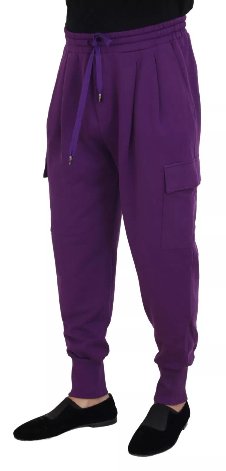 Purple Cotton Cargo Sweatpants Jogging Pants