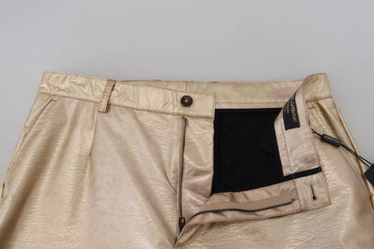 Metallic Gold Polyester StraightTrouser Pants