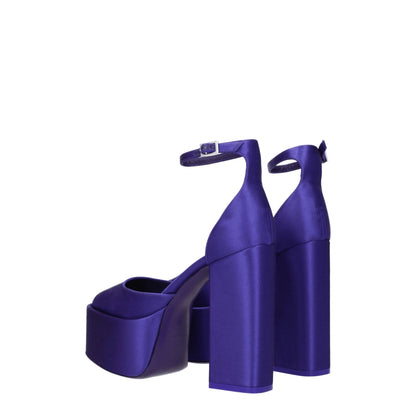 Purple Satin Platform Sandals