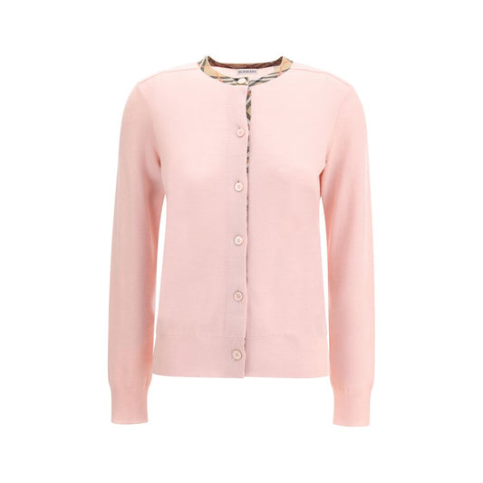 Check collar wool Cardigan