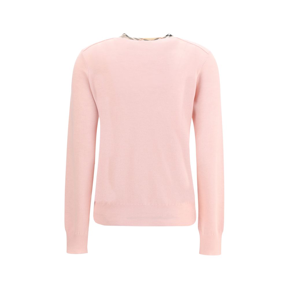 Check collar wool Cardigan