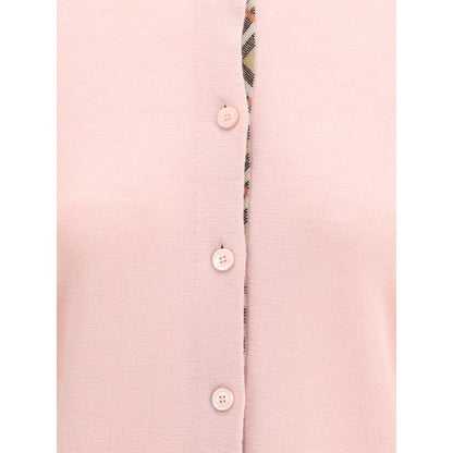 Check collar wool Cardigan