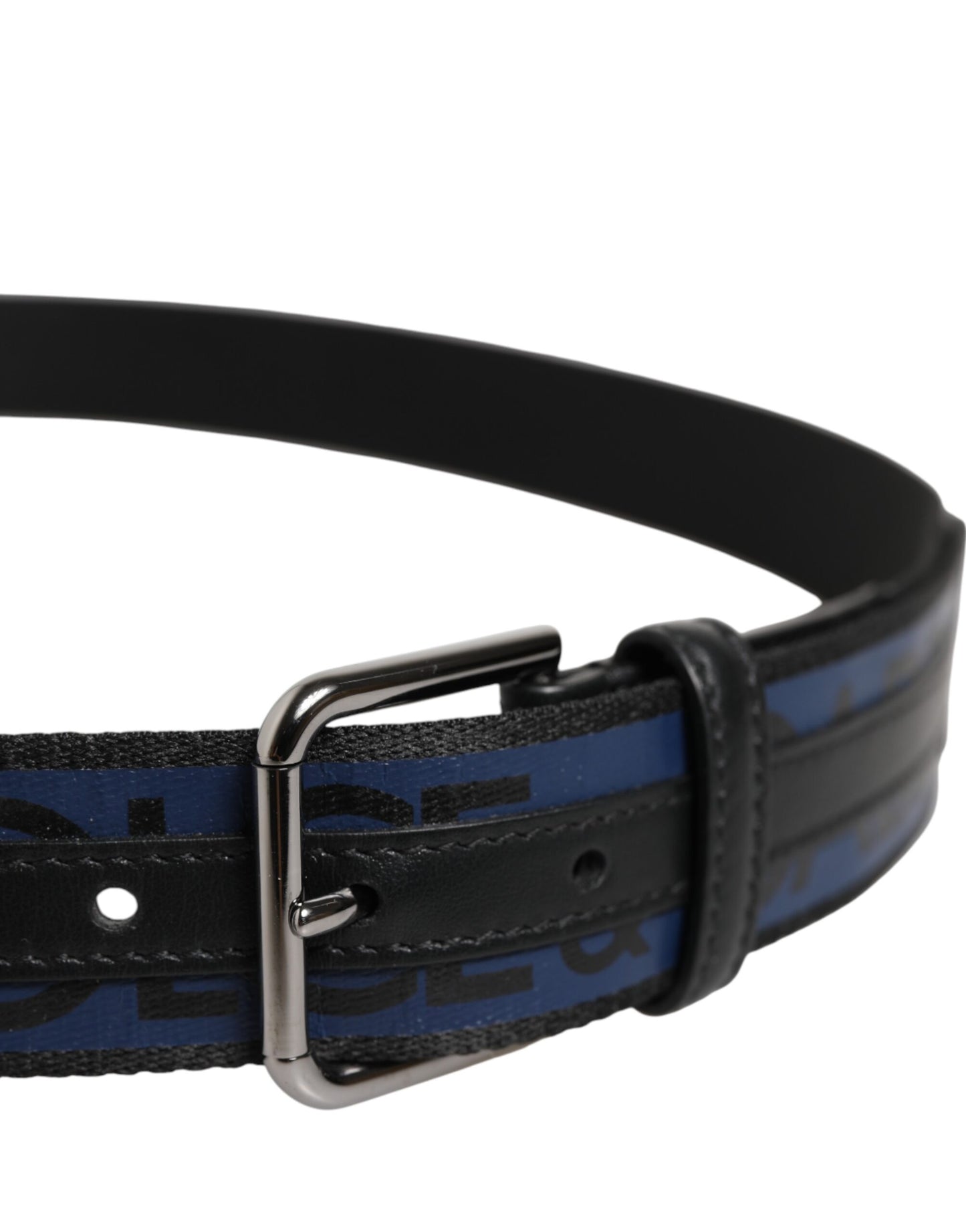 Black Blue DG Logo Silver Metal Buckle Belt