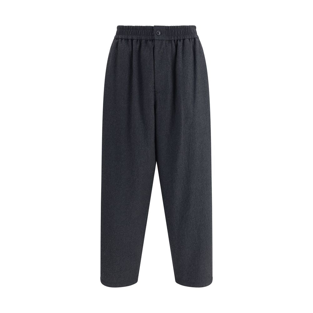 Gray Fleece Wool Casual Pants
