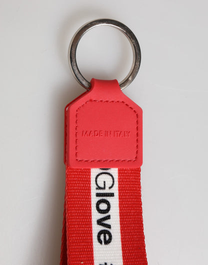 Red Logo Polyester Silver Brass Holder Keychain Keyring