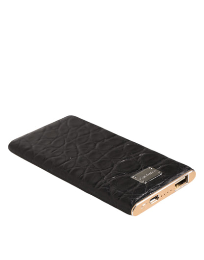 Black Leather Embossed Skin 3000mAh Power Bank Charger USB