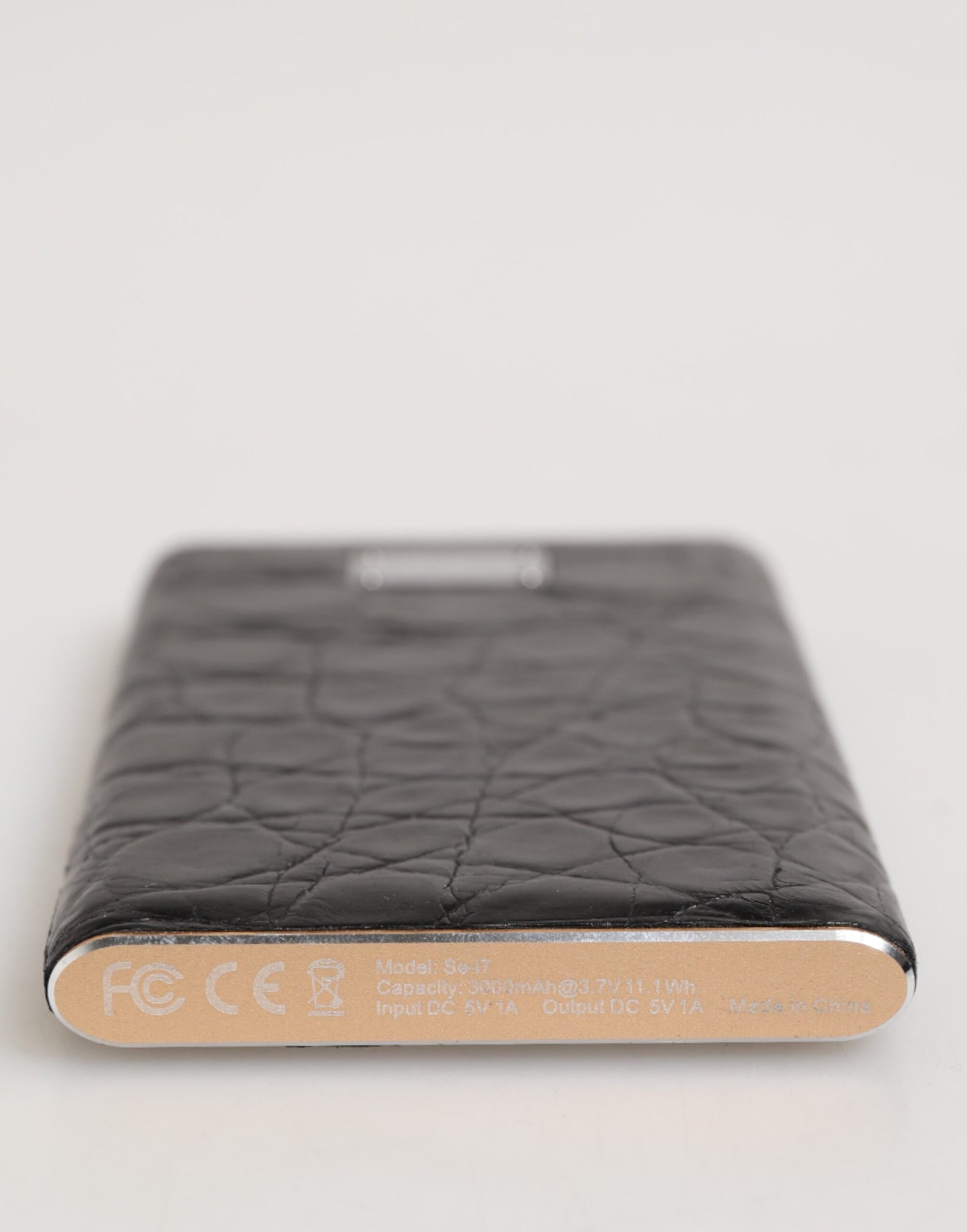 Black Leather Embossed Skin 3000mAh Power Bank Charger USB