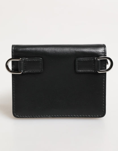 Black Leather DG Logo Bifold Card Holder Men Borse Wallet