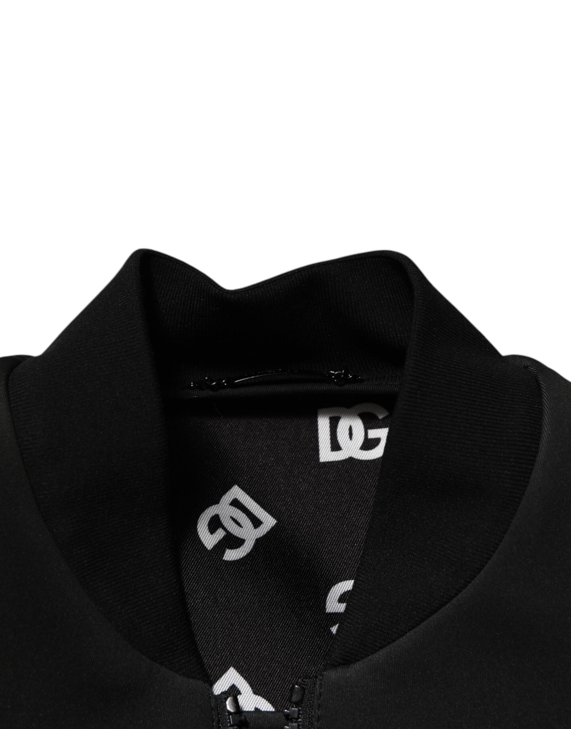 Black Polyester Logo Plaque Bomber Jacket