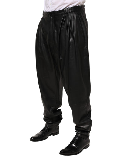 Black Lamb Leather Trousers Men Pants