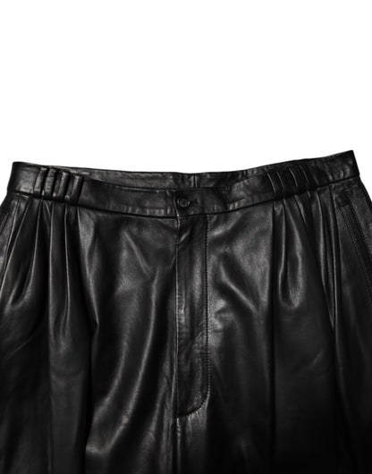 Black Lamb Leather Trousers Men Pants