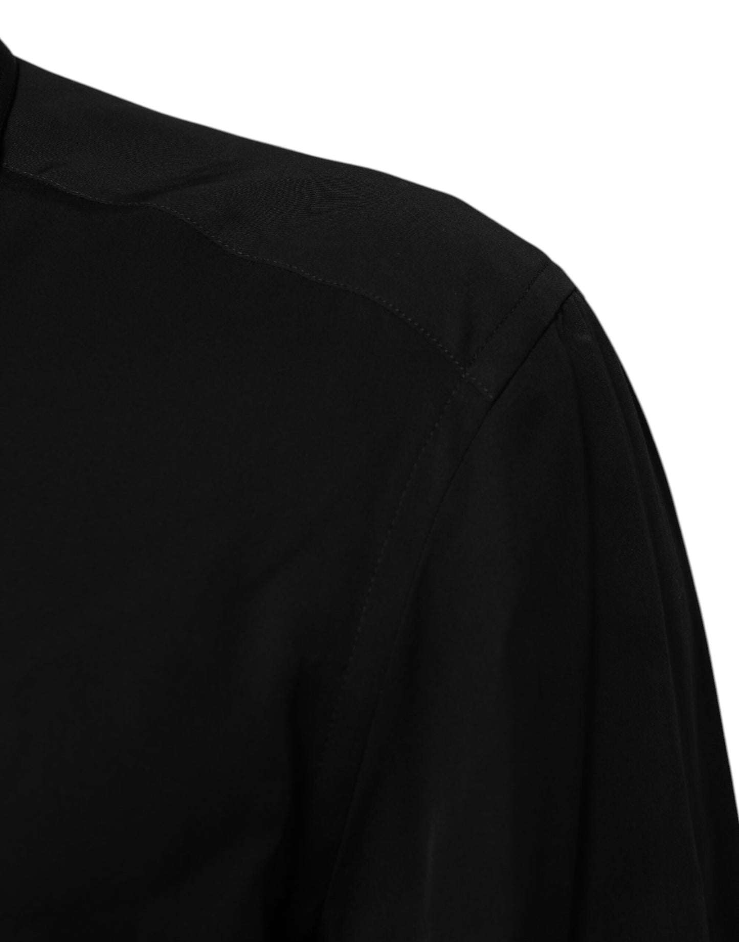 Black Viscose Long Sleeve Formal Dress Shirt