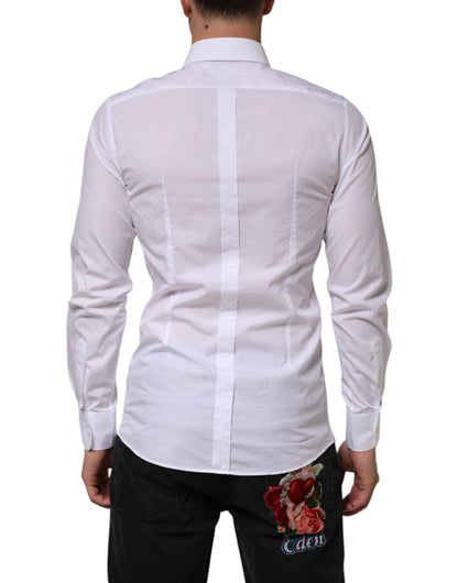 White Cotton GOLD Formal Men Longsleeves Shirt