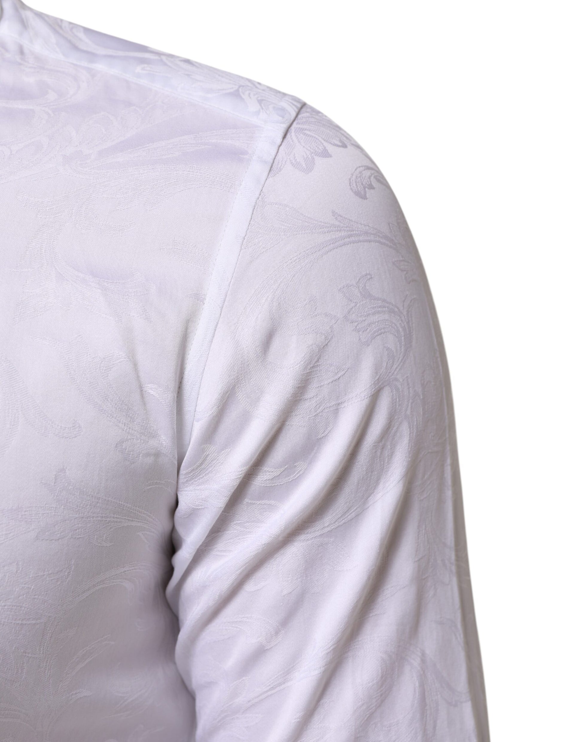 White Cotton MARTINI Paisley Jacquard Shirt