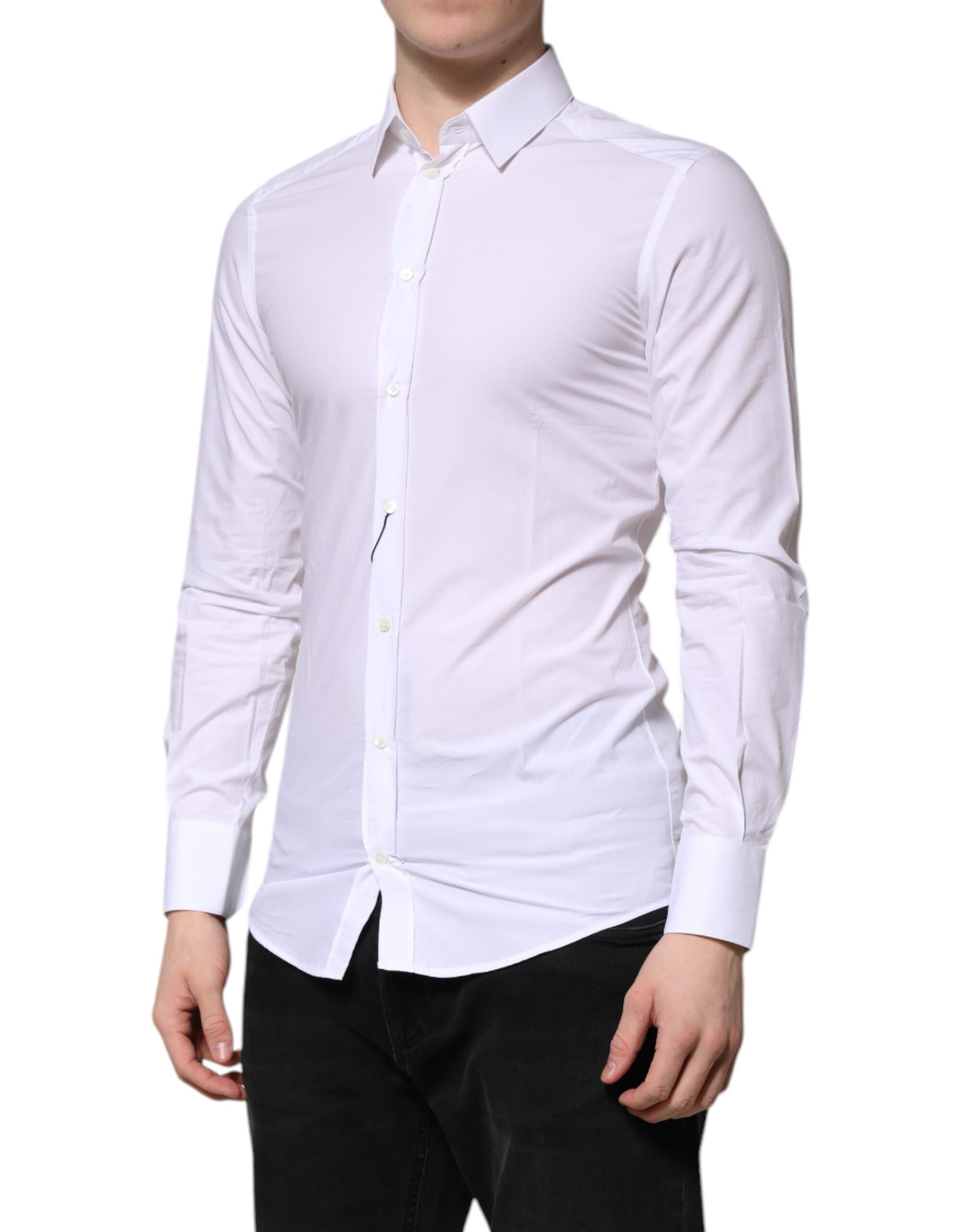 White Cotton GOLD Long Sleeves Dress Shirt