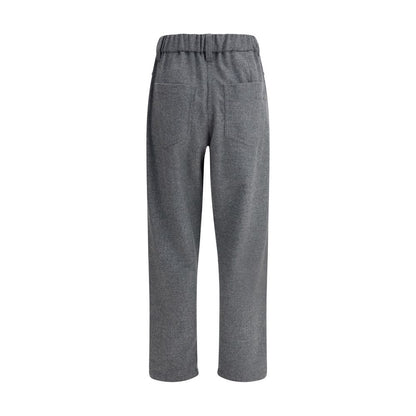 Gray Fleece Wool Casual Pants