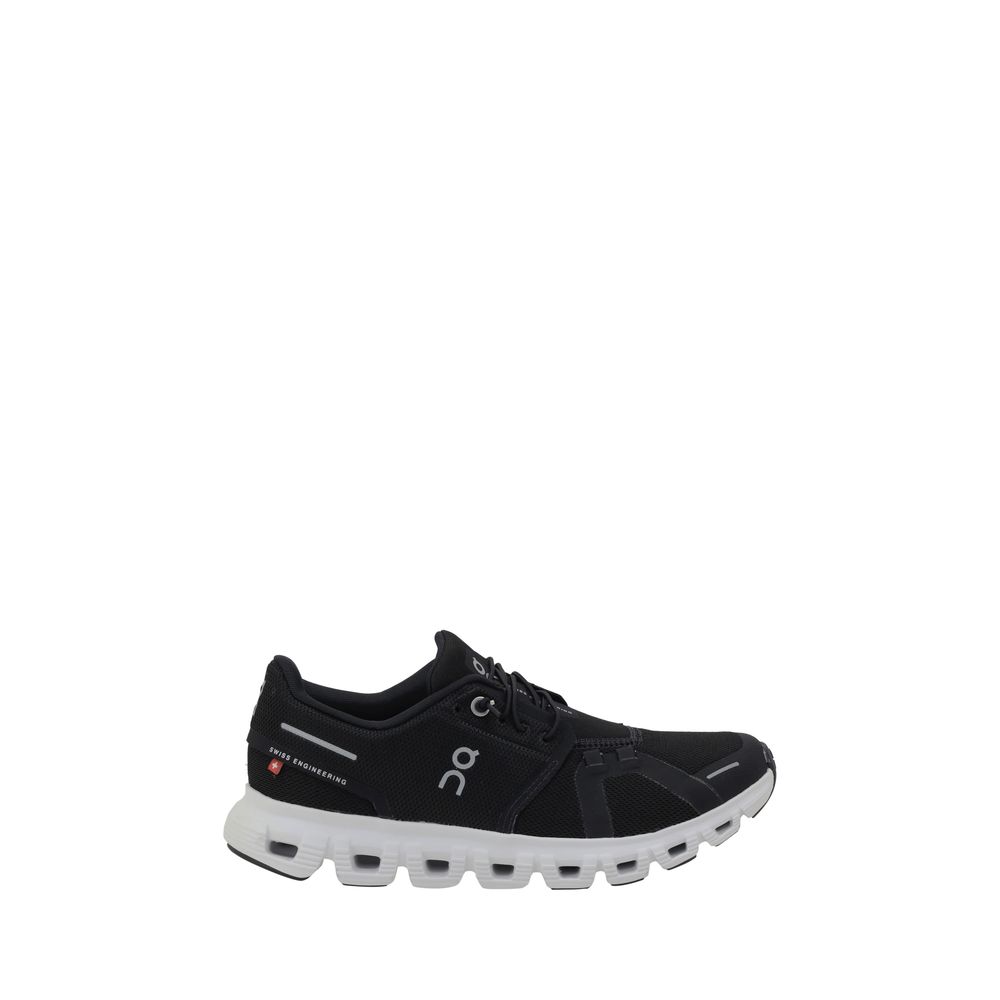 Black Polyester Athletic Sneakers