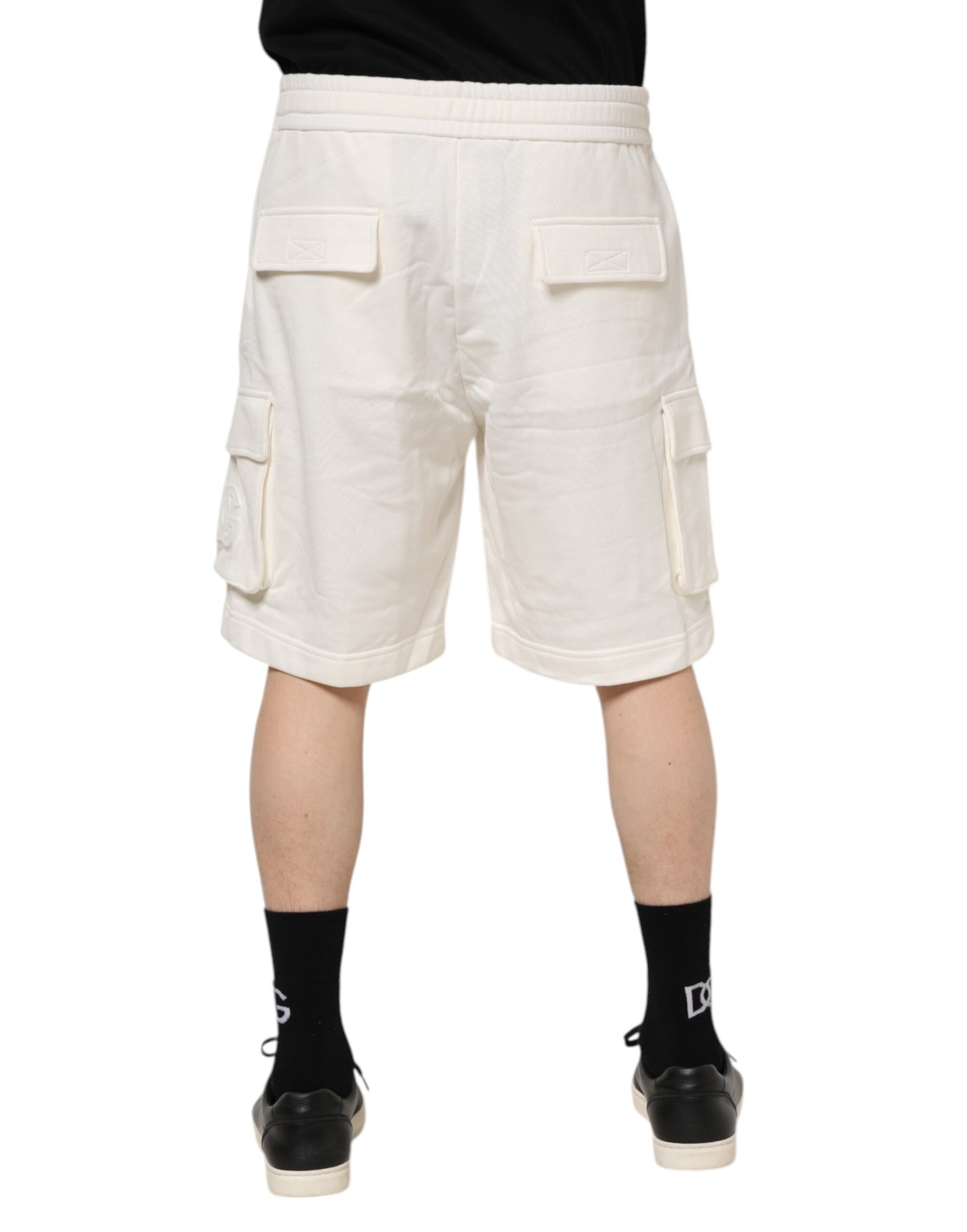 White Cotton Cargo Bermuda Sweatshorts Shorts