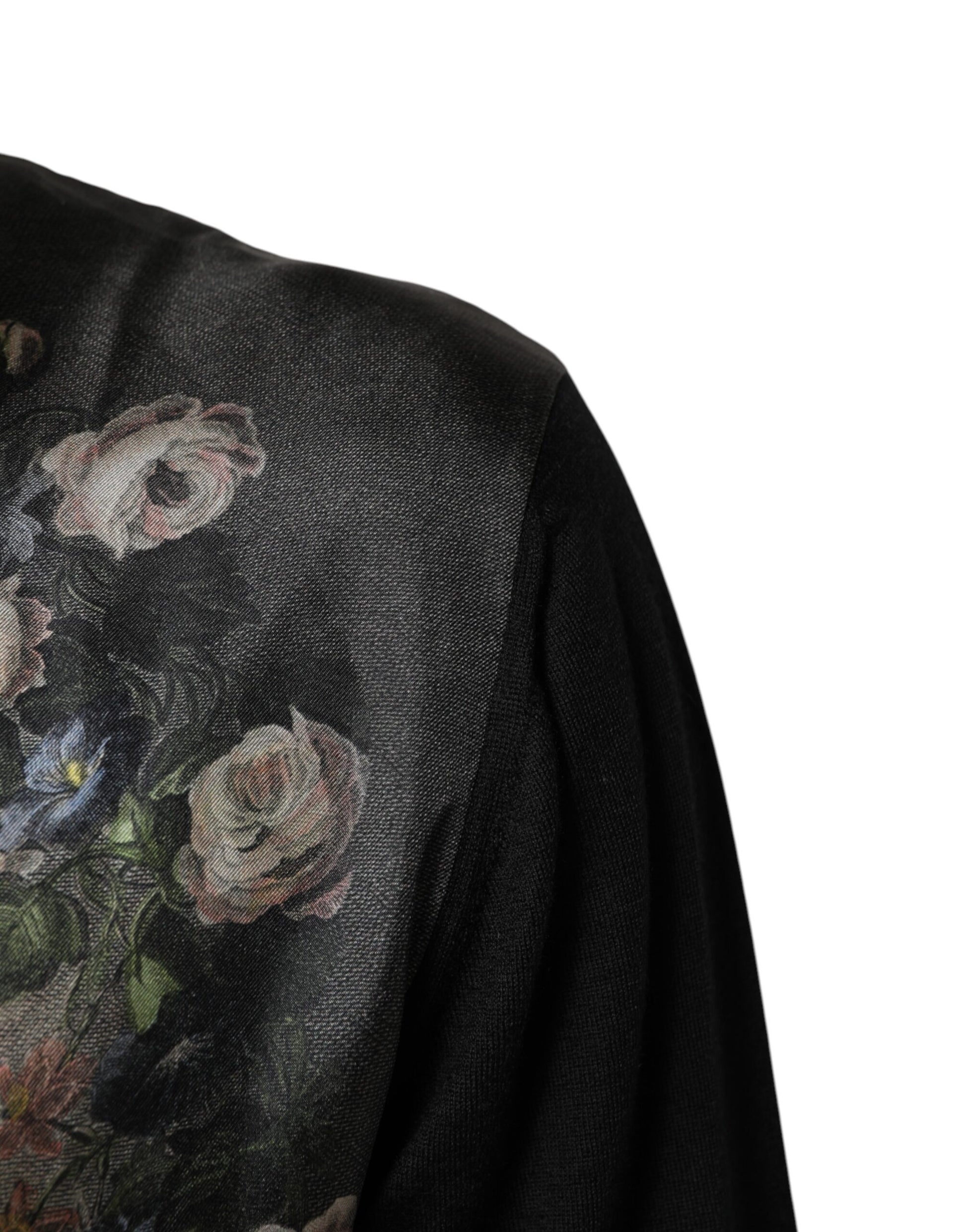 Black Cashmere Cherub Print Baroque Sweater
