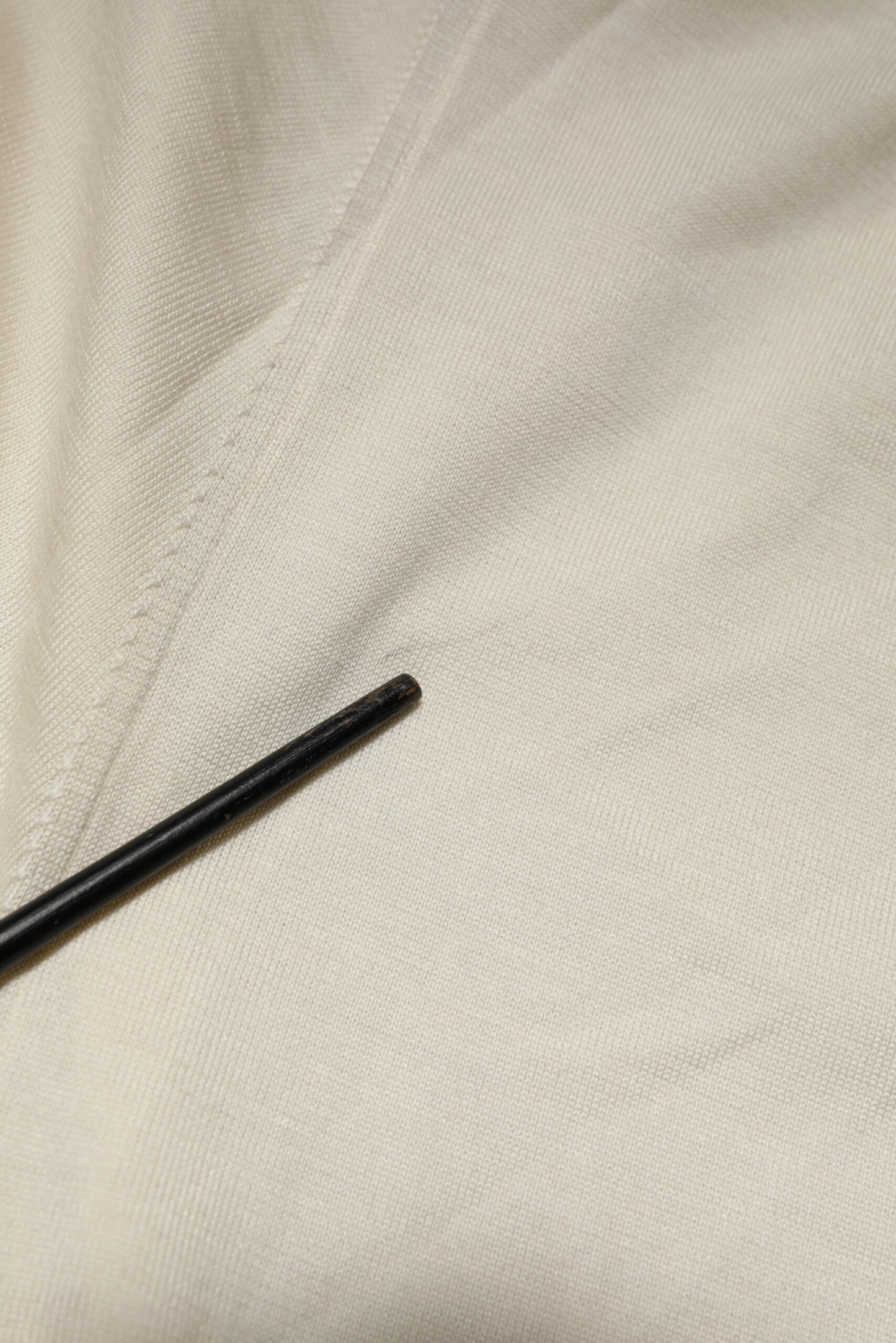 Ivory Virgin Wool Men V-Neck Knit Sweater