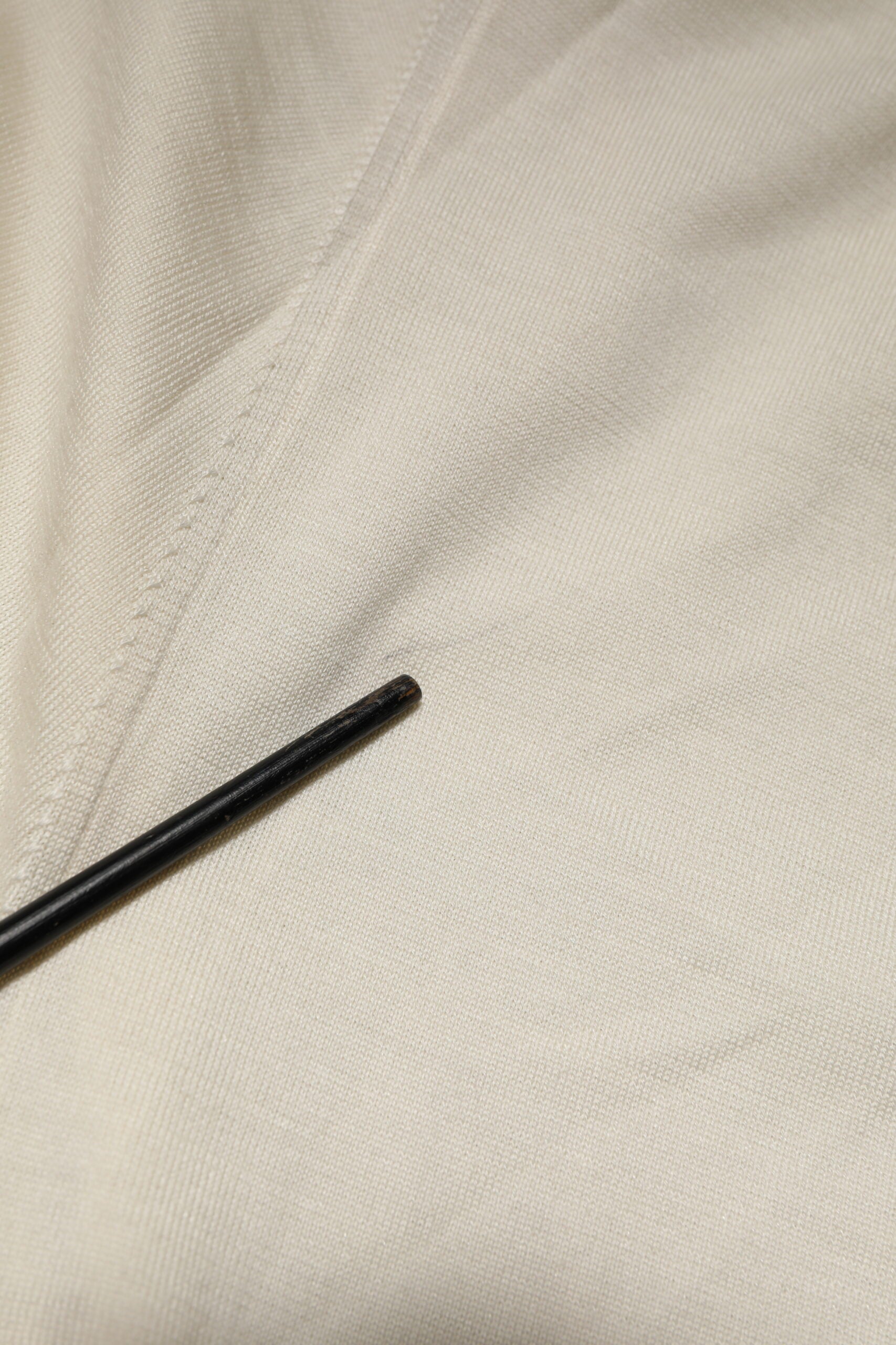 Ivory Virgin Wool Men V-Neck Knit Sweater