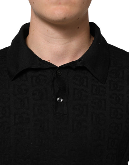 Black Silk Jacquard DG Polo Shirt T-shirt