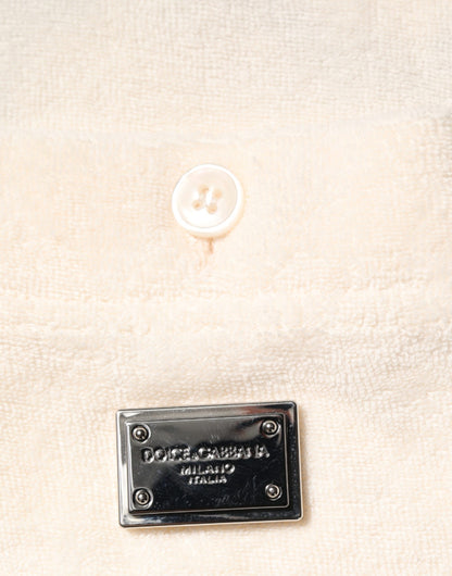 Ivory Cotton Terry Logo Pocket Polo T-shirt
