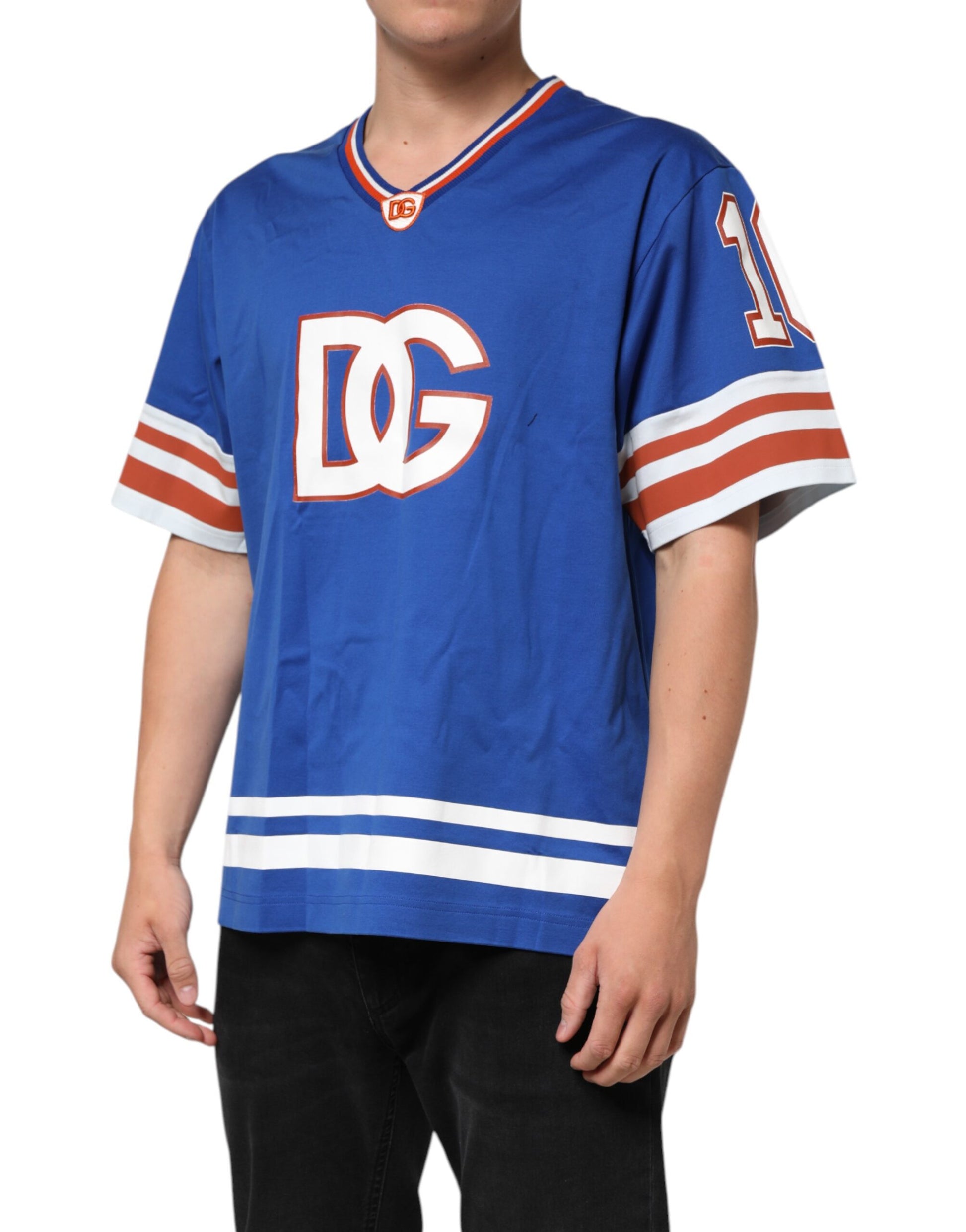 Blue Cotton DG Logo Mesh Jersey T-shirt
