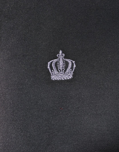 Gray Cotton Crown Collared Men Polo T-shirt