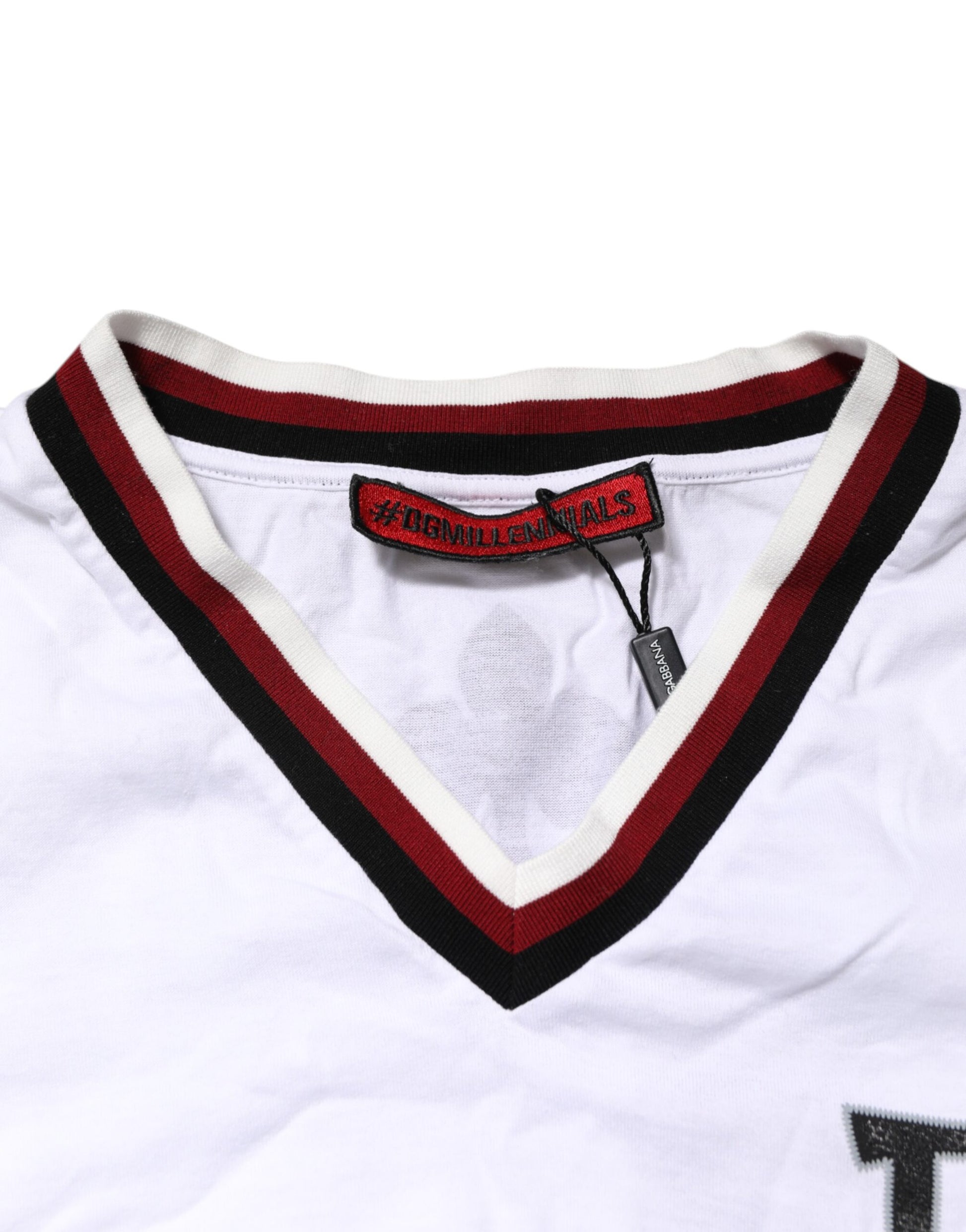 White #DGMillennials King Crown V-neck T-shirt