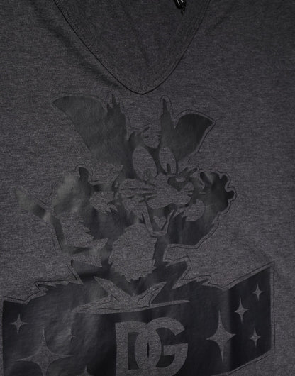 Black Charcoal DG Logo V-Neck Men T-shirt