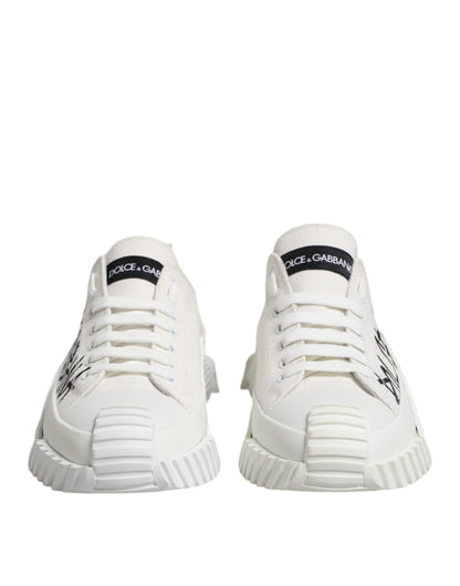 White Logo Graffiti Low Top Sneakers Shoes
