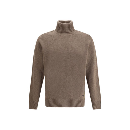Brown Fleece Wool Turtleneck