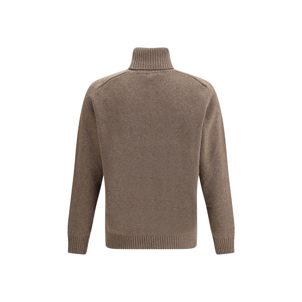 Brown Fleece Wool Turtleneck