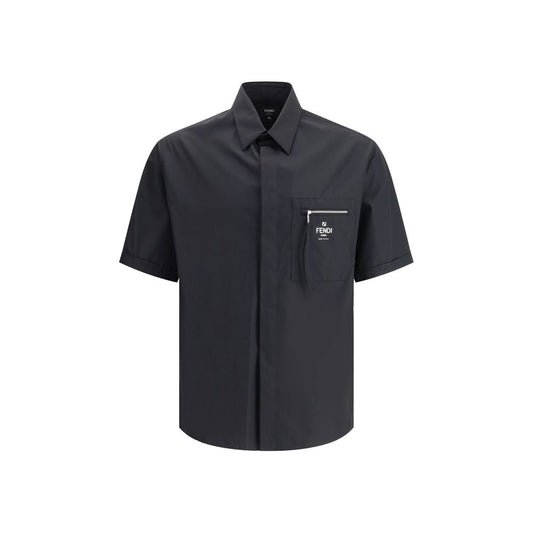 Black Cotton Shortsleeve Shirt