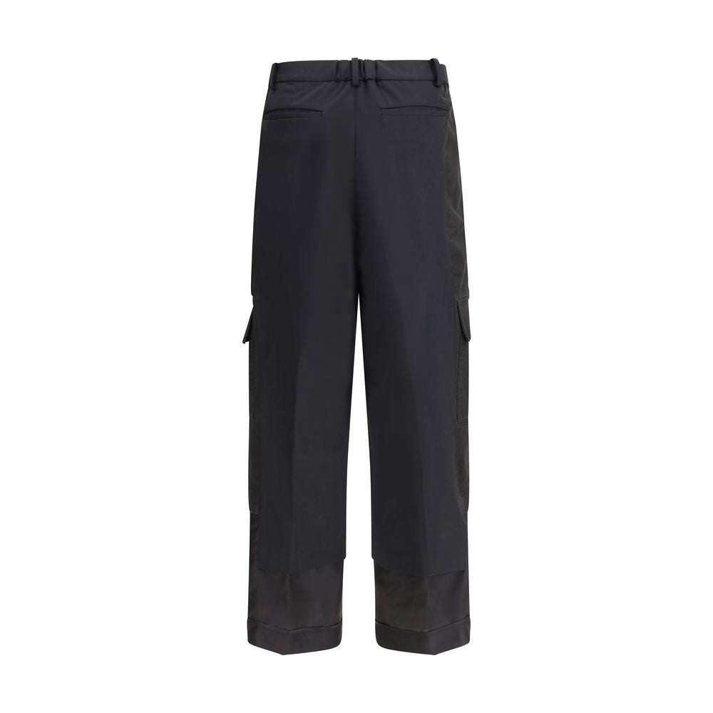 Black Polyester Cargo Pants